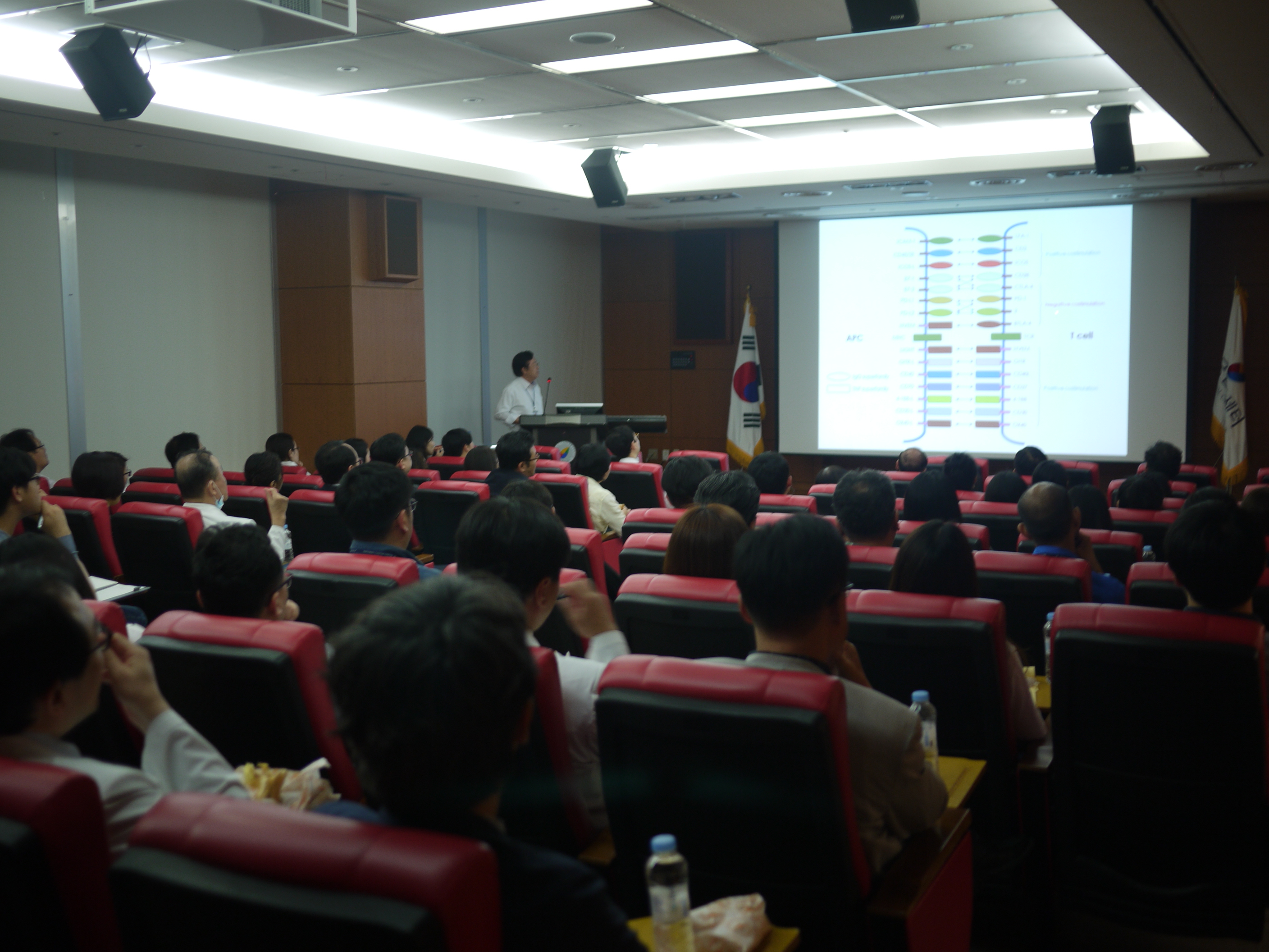 Photo of an outside speaker by Kwon Byung-se conducting a seminar and the audience listening to the seminar